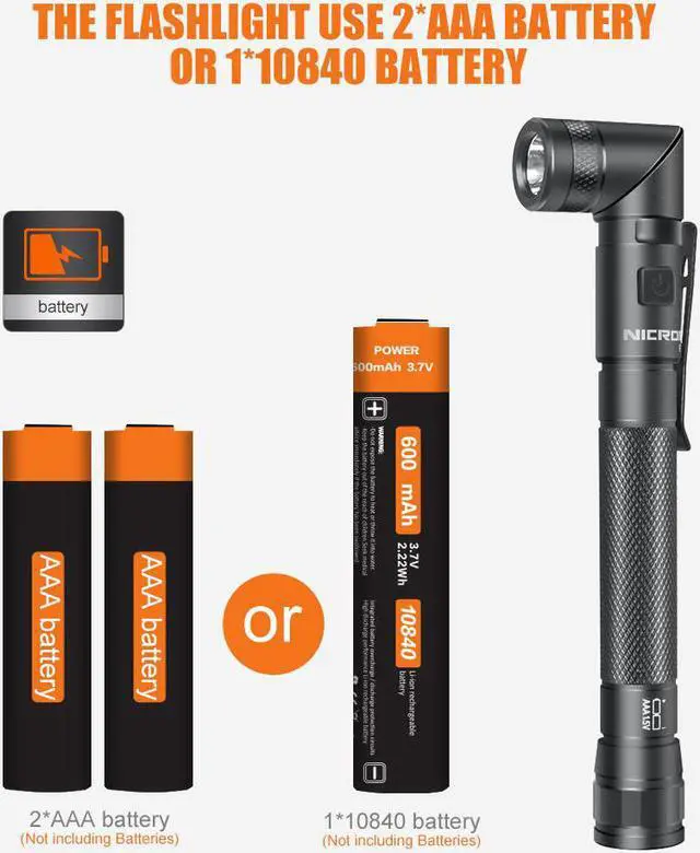 Alt view image 6 of 7 - NICRON N73 2AAA Portable LED Pen Flashlight with 4Mode,Clip,Magnet, 150 Lumen 90 Degree Twist Angle Pocket Penlight with IPX4 Waterproof, Excellent for Tight Space,Mechanic,Inspection (With Batteries)