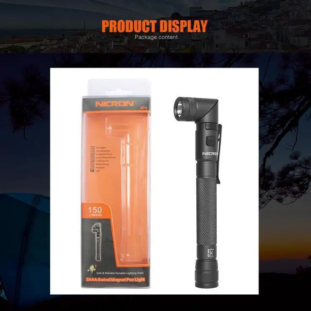 Alt view image 7 of 7 - NICRON N73 2AAA Portable LED Pen Flashlight with 4Mode,Clip,Magnet, 150 Lumen 90 Degree Twist Angle Pocket Penlight with IPX4 Waterproof, Excellent for Tight Space,Mechanic,Inspection (With Batteries)