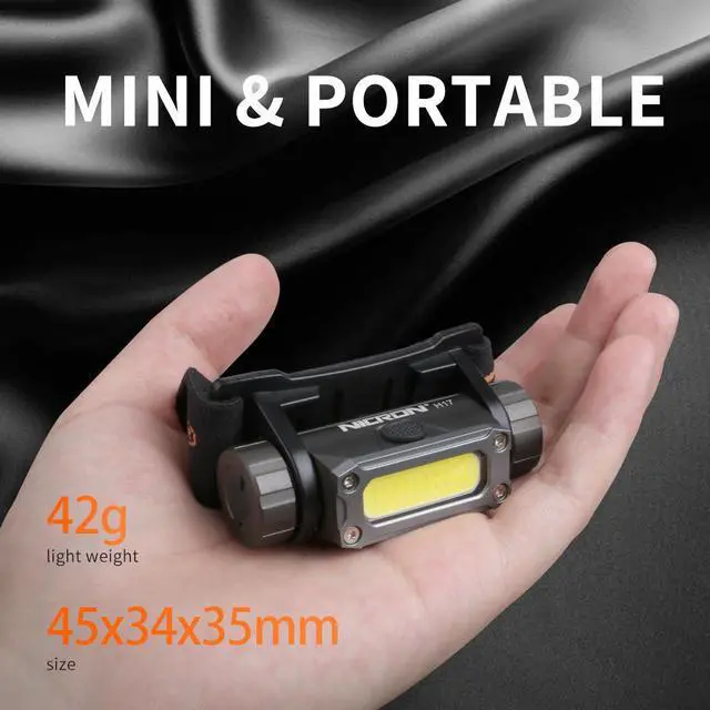 Alt view image 4 of 7 - Nicron COB headlamp H17 rechargeable 500lm COB flood lighting Mini Head light 14500/800mAh IPX4 Aluminum Alloy LED Flahshlight H17