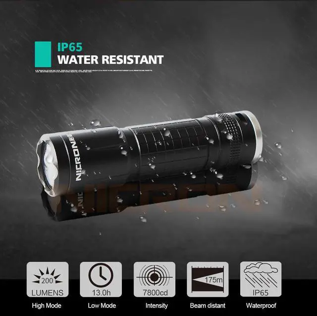 Alt view image 2 of 7 - NICRON 3W LED flashlight N5 waterproof IP65 200LM brightness beam distance 175m 3pcs AAA battery mini flashlight for outdoor household maintenance N5