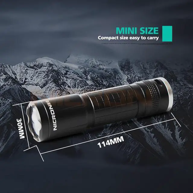 Alt view image 4 of 7 - NICRON 3W LED flashlight N5 waterproof IP65 200LM brightness beam distance 175m 3pcs AAA battery mini flashlight for outdoor household maintenance N5