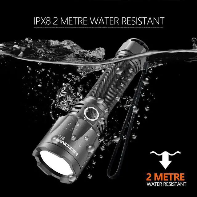 Alt view image 3 of 7 - NICRON Rechargeable Flashlight Super Bright 10W 1400lm with 500m Beam Distance IPX8 Waterproof LED USB Type-C Rechargeable Torchlight B60