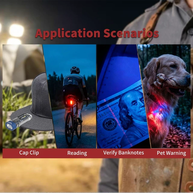 Alt view image 7 of 7 - MIJOMI K3UV Keychain Flashlight 550 Lumens EDC Pocket Light with Clip USB-C Rechargeable 13 Modes White/Warm/RGB IPX4 Waterproof for Household Outdoor Emergency Use