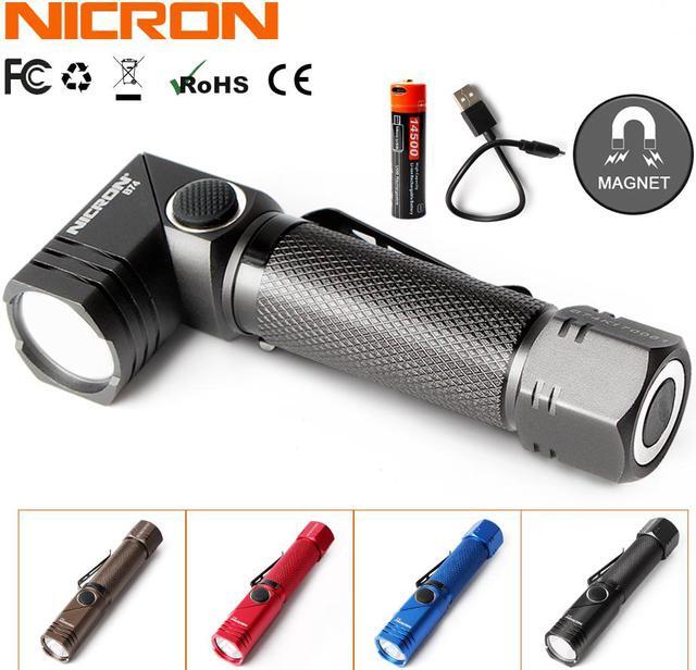 Main image of NICRON Rechargeable Led Flashlight Handfree Dual Fuel 90 Degree Twist Rotary Clip 600LM Waterproof Magnet Mini Lighting LED Torch Outdoor B74