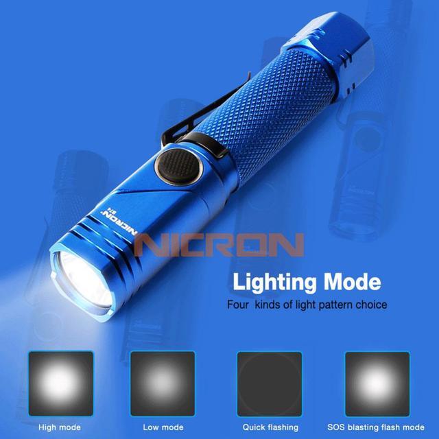 Alt view image 2 of 6 - NICRON Rechargeable Led Flashlight Handfree Dual Fuel 90 Degree Twist Rotary Clip 600LM Waterproof Magnet Mini Lighting LED Torch Outdoor B74