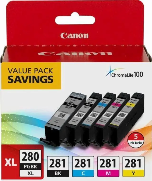 Alt view image 5 of 8 - Canon PGI-280 XL/CLI-281 - Combo Pack - Pigmented Black/Black/Cyan/Magenta/Yellow