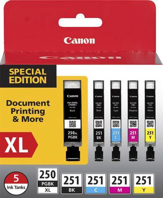 Alt view image 5 of 5 - Canon PGI-250XL CLI-251 Cartridges 6432B011 5 Pack CMYK