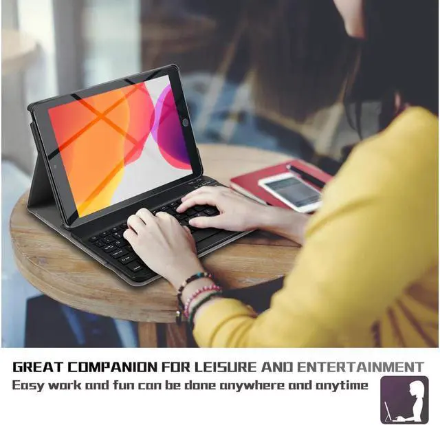 Alt view image 7 of 7 - Detachable Bluetooth Keyboard Case for New iPad 8 Generation 10.2 inch 2020 and iPad 10.2 inch 2019 with Pencil Holder Kickstand 7 Color Backlit Auto Wake Sleep Cover