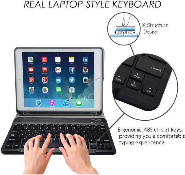Alt view image 5 of 7 - Detachable Bluetooth Keyboard Case for New iPad 8 Generation 10.2 inch 2020 and iPad 10.2 inch 2019 with Pencil Holder Kickstand 7 Color Backlit Auto Wake Sleep Cover
