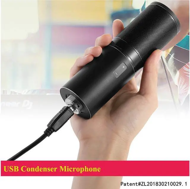 Alt view image 4 of 7 - Christmas Gift and Podcast Mic Essential Professional Studio Condenser Microphone Computer Microphone Kit with Shock Mount USB Cable for PC Studio Recording Podcasting Youtube Karaoke