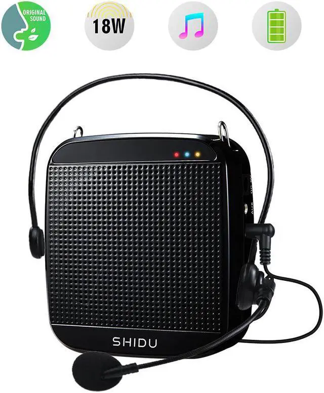 Main image of Portable Voice Amplifier 18W,Mini Voice Amplifier with Wired Microphone Headset Rechargeable Portable Microphone and Speaker PA System for Teachers,Singing,Classroom,Tour Guide,Elderly,Yoga