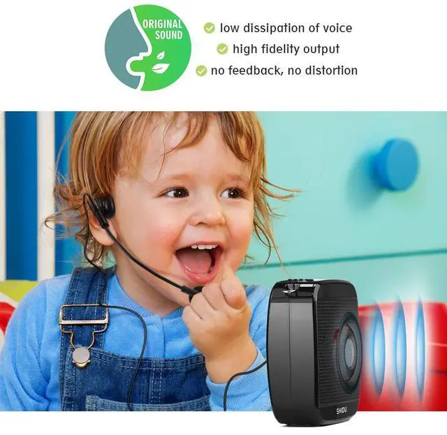 Alt view image 5 of 7 - Portable Voice Amplifier 18W,Mini Voice Amplifier with Wired Microphone Headset Rechargeable Portable Microphone and Speaker PA System for Teachers,Singing,Classroom,Tour Guide,Elderly,Yoga