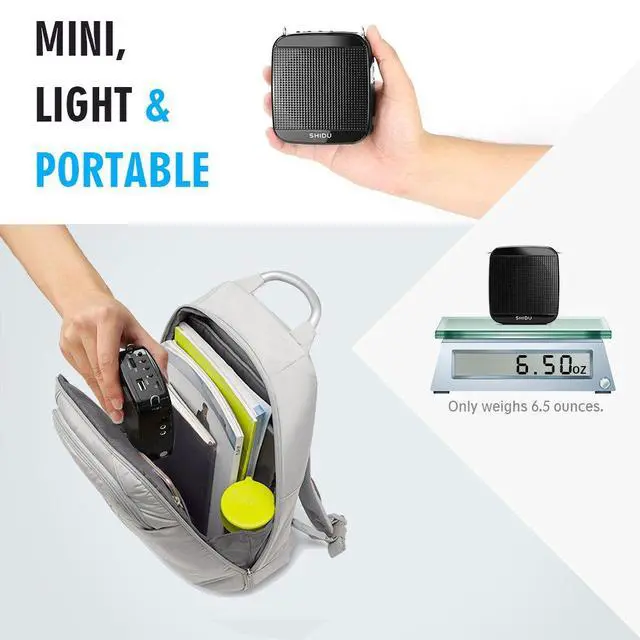 Alt view image 6 of 7 - Portable Voice Amplifier 18W,Mini Voice Amplifier with Wired Microphone Headset Rechargeable Portable Microphone and Speaker PA System for Teachers,Singing,Classroom,Tour Guide,Elderly,Yoga