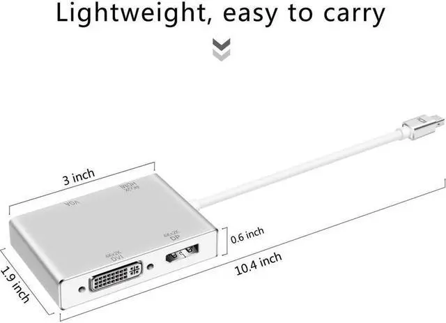 Alt view image 6 of 7 - Mini DisplayPort to HDMI DVI DP 4K VGA Adapter Werleo Mini DP Thunderbolt 4-in-1 Adapter Converter MacBook Air MacBook MacBook Pro Microsoft Surface Pro 2 3
