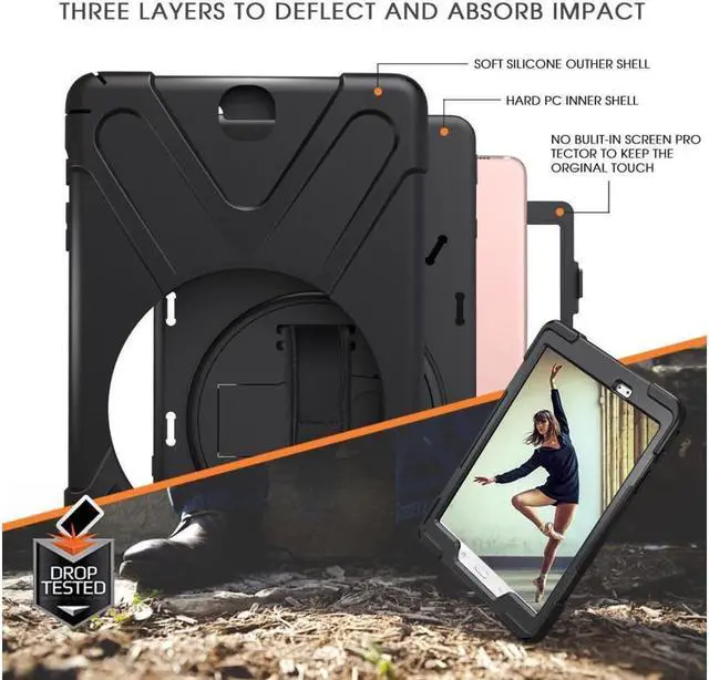 Alt view image 5 of 7 - Galaxy Tab A 9.7 Case Full-Body Shock Proof Hybrid Heavy Duty Armor Protective Case for Samsung Galaxy Tab A 9.7 2015, SM-T550 with Kickstand and Screen Protector