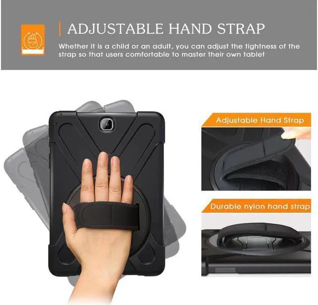 Alt view image 3 of 7 - Galaxy Tab A 9.7 Case Full-Body Shock Proof Hybrid Heavy Duty Armor Protective Case for Samsung Galaxy Tab A 9.7 2015, SM-T550 with Kickstand and Screen Protector