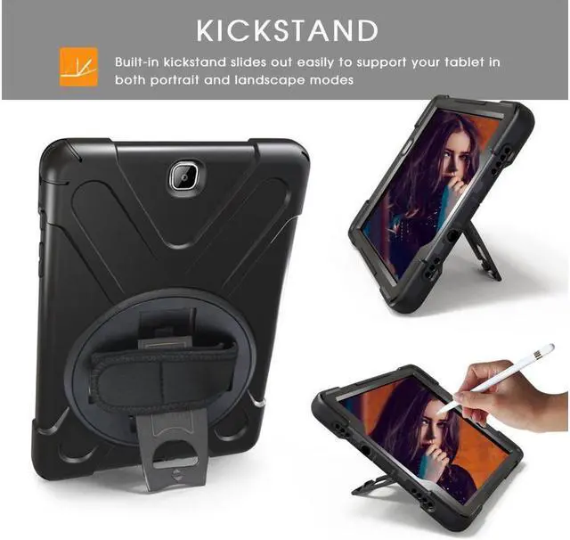 Alt view image 2 of 7 - Galaxy Tab A 9.7 Case Full-Body Shock Proof Hybrid Heavy Duty Armor Protective Case for Samsung Galaxy Tab A 9.7 2015, SM-T550 with Kickstand and Screen Protector
