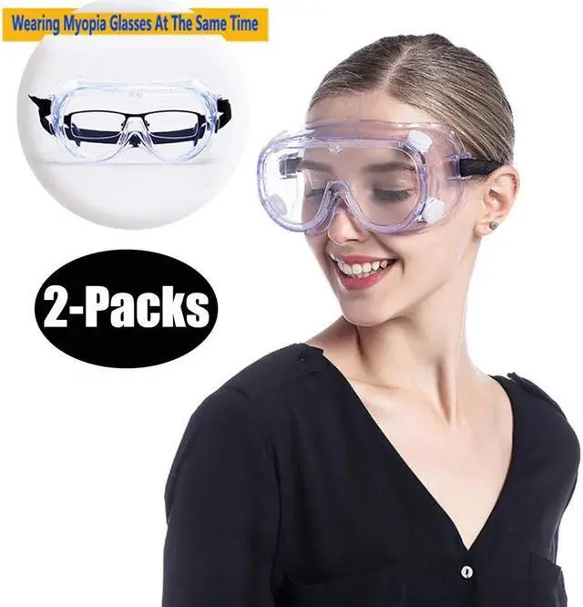 Main image of 2 Packs Eyewear Protective Safety Glasses Splash Safety Goggles for Chemical Lab Technic Safety Polycarbonate Anti-Fog Lenses