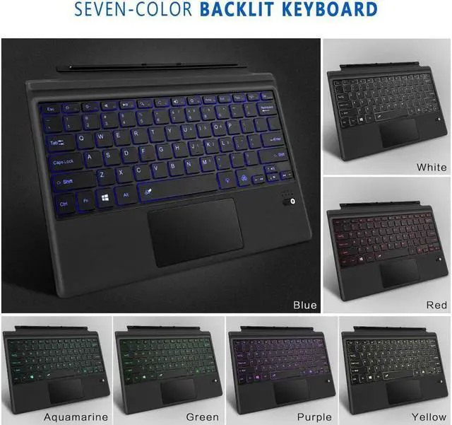 Alt view image 2 of 7 - Werleo Type Cover for Microsoft Surface Pro 7 / Surface Pro 6 / Surface Pro 5 2017 / Surface Pro 4 / Surface Pro 3 2014 Detachable Bluetooth Wireless Keyboard with Touchpad and 7-Color LED Backlit