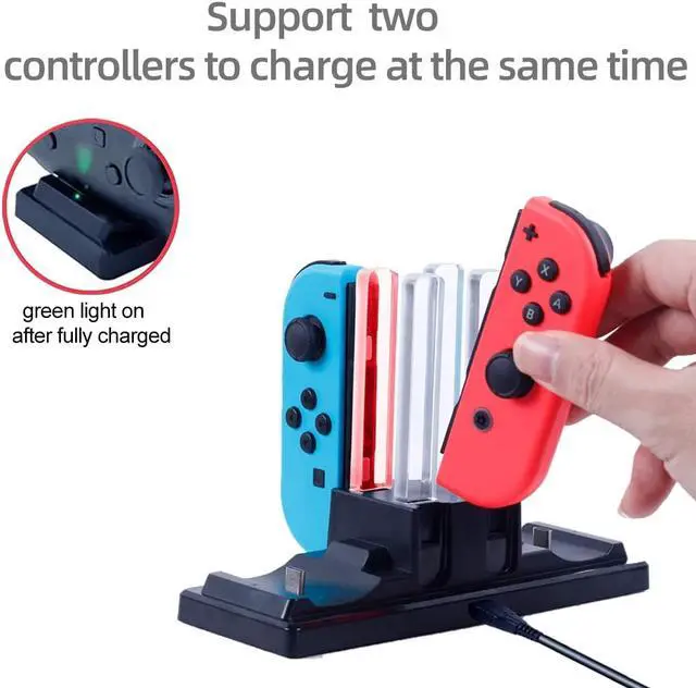 Alt view image 7 of 7 - 6 In 1 Charger Dock for Nintendo Switch Joy-Con Controllers and Pro Con,Controller Charging Dock for Nintendo Switch