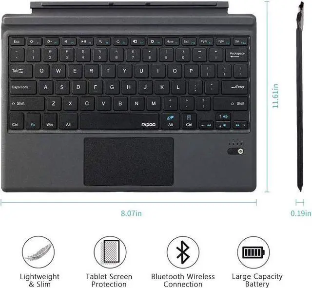 Alt view image 6 of 6 - Microsoft Surface Pro 7 / Pro 6 / Surface Pro 5 / Pro 4 / Pro 3 Type Cover Case Ultra-Slim Portable Wireless Bluetooth Keyboard with Trackpad for Surface Pro 7 / Pro 6 / Surface Pro 5 / Pro 4 / Pro 3