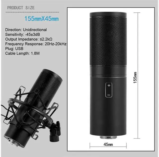 Alt view image 6 of 7 - Professional Studio Condenser Microphone Computer PC Microphone Kit with Shock Mount USB Cable for PC Studio Recording Podcasting Youtube Karaoke
