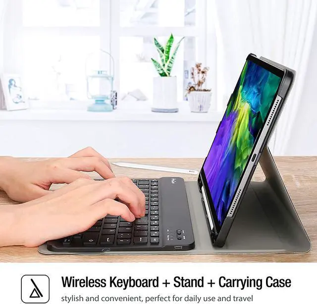 Alt view image 7 of 7 - iPad Pro 11 Keyboard Case 2020 2nd Gen & 2018 1st Gen, Slim Lightweight Smart Cover with Magnetically Detachable Wireless Keyboard for iPad Pro 11 2020 2018–Black