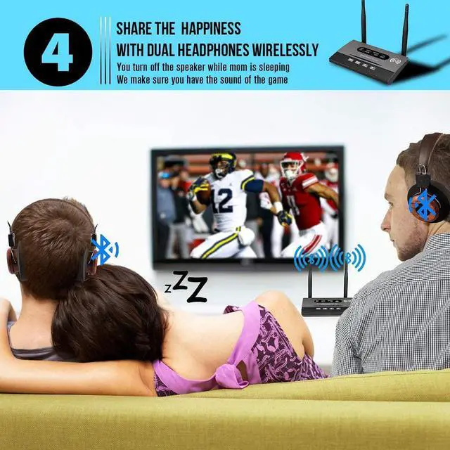 Alt view image 4 of 6 - Bluetooth 5.0 Transmitter Adapter for TV, 3-in-1 Pass-Through 264ft Long Range Wireless Audio Receiver for Home Stereo, PC, AptX Low Latency, Digital Optical 3.5mm Aux RCA, Dual Link