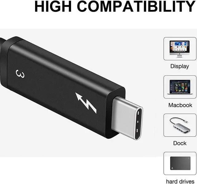 Alt view image 2 of 6 - [Certified] NEWCARE Thunderbolt 3.0 Cable (USB-C to USB-C) Supports 100W Charging / 40Gbps Data Transfer, Compatible with USB 3.1 Gen 1 and 2, MacBook, Dell, Alienware 17,Chromebook and More (2.3ft)