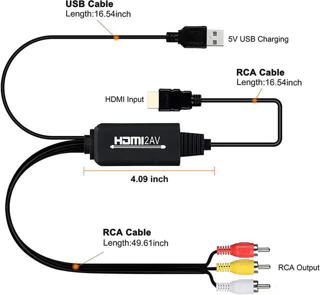 Alt view image 3 of 7 - HDMI to RCA Converter Cable Adapter HDMI to 3RCA Adapter Support 1080P HDMI to RCA Audio Video for Amazon Fire Stick, Roku, Chromecast, PC, Xbox,DVD to TV