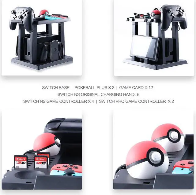 Alt view image 6 of 7 - Storage Stand for Nintendo Switch Storage Stand Controller Holder for Nintendo Switch Accessories and 2 Poke Ball Plus Controllers