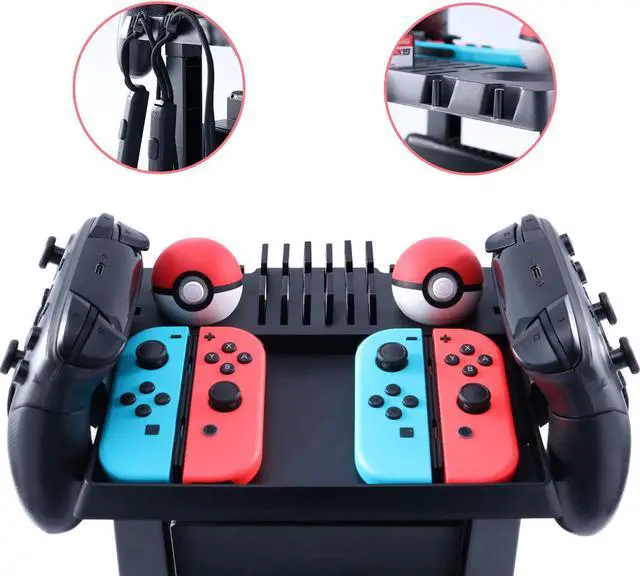 Alt view image 5 of 7 - Storage Stand for Nintendo Switch Storage Stand Controller Holder for Nintendo Switch Accessories and 2 Poke Ball Plus Controllers