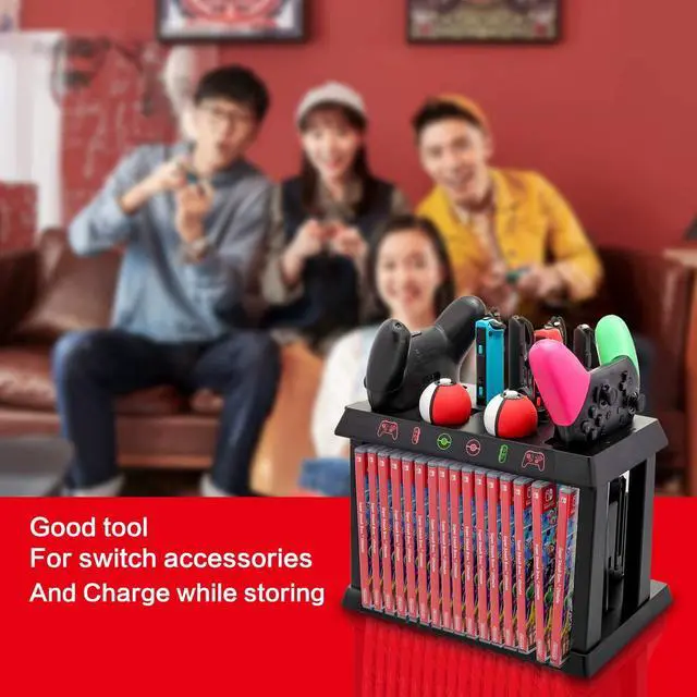 Alt view image 6 of 7 - Charging Dock for Nintendo Switch Joy Cons Pro Controllers and Poke Ball Plus Controllers Organizer for Nintendo Switch Accessories with LED Indicators