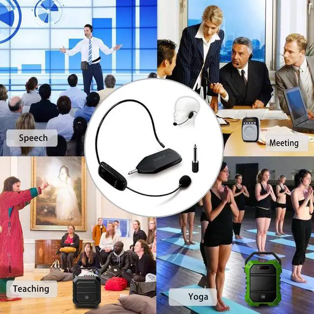 Alt view image 2 of 7 - Wireless Microphone Headset UHF External Mic Rechargeable Transmitter with Receiver Headset and Handheld 2 in 1 for Voice Amplifier Pa system Stage Speaker Mixer