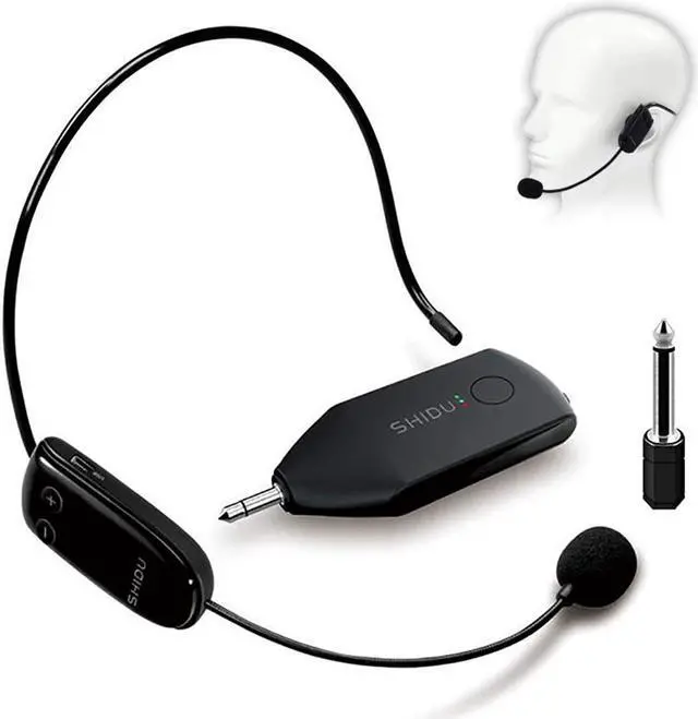 Main image of Wireless Microphone Headset UHF External Mic Rechargeable Transmitter with Receiver Headset and Handheld 2 in 1 for Voice Amplifier Pa system Stage Speaker Mixer