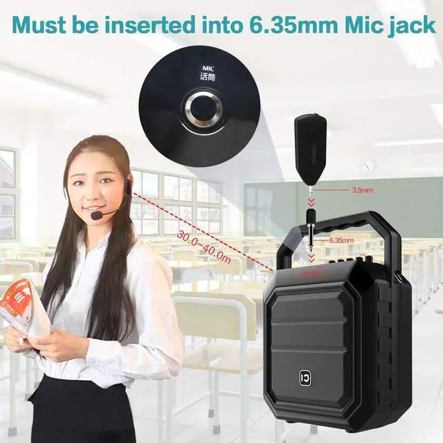 Alt view image 3 of 7 - Wireless Microphone Headset UHF External Mic Rechargeable Transmitter with Receiver Headset and Handheld 2 in 1 for Voice Amplifier Pa system Stage Speaker Mixer