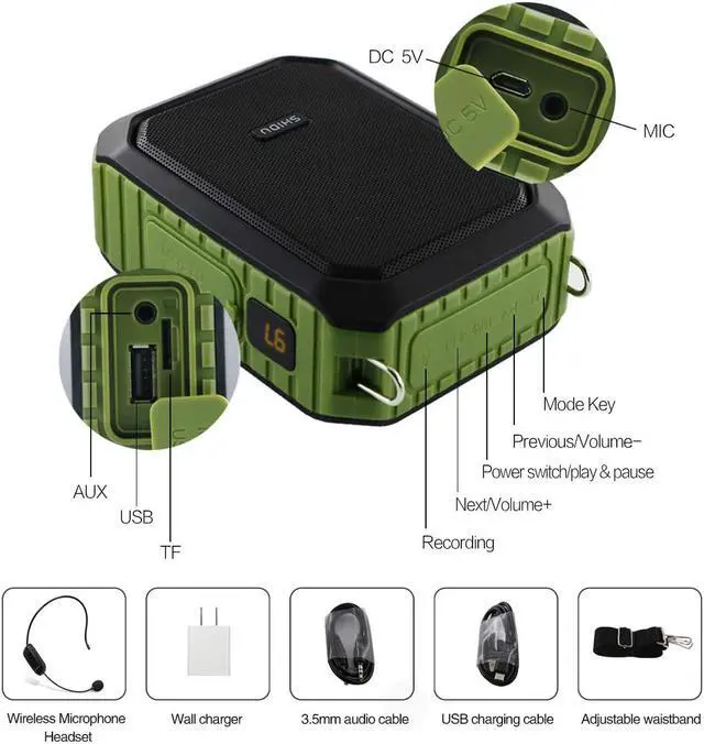 Alt view image 5 of 7 - Wireless Voice Amplifier Portable Microphone with Speaker 18W Rechargeable PA System Waterproof Personal Voice Enhancer for Teachers Outdoor Activities Meeting Yoga