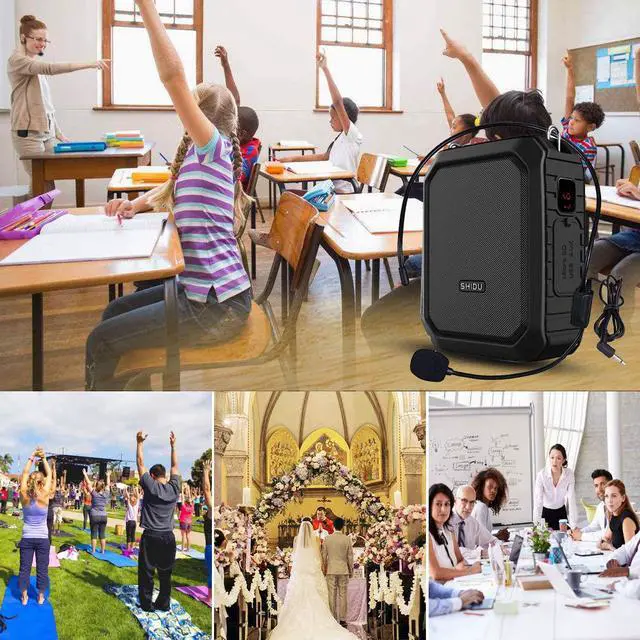 Alt view image 6 of 7 - Voice Amplifier with Headset Portable Microphone and Speaker Waterproof IPX5 Rechargeable PA System for Outdoors Water Aerobics Teaching Speech Presenting