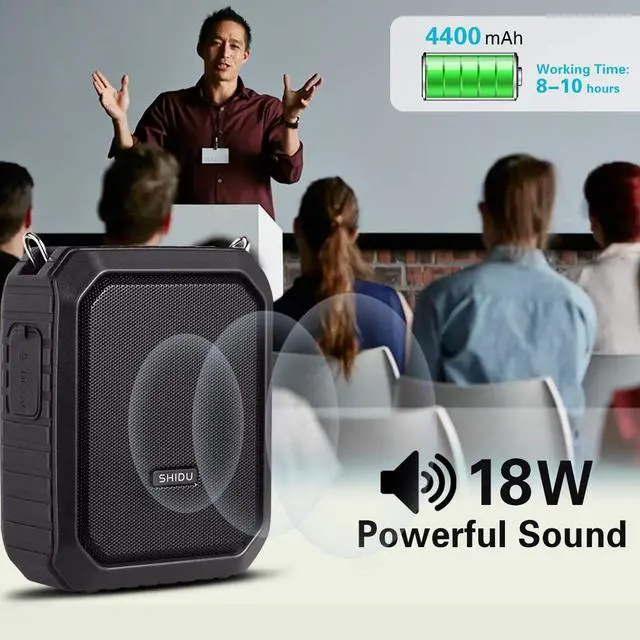 Alt view image 2 of 7 - Voice Amplifier with Headset Portable Microphone and Speaker Waterproof IPX5 Rechargeable PA System for Outdoors Water Aerobics Teaching Speech Presenting