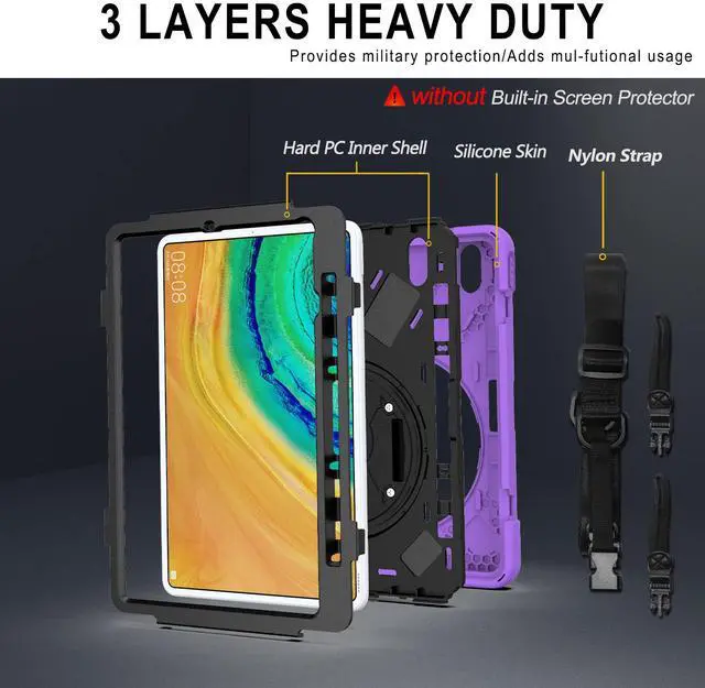 Alt view image 6 of 7 - Case for Huawei MatePad Pro 10.8 Inch Tablet Heavy Duty Shockproof Rugged Protective Cover with 360 Degree Rotating Pencil Holder / Hand Strap / Shoulder Strap