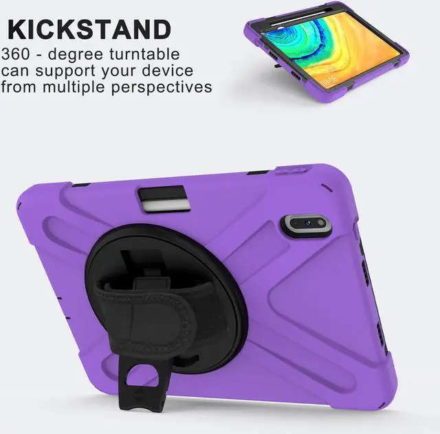 Alt view image 2 of 7 - Case for Huawei MatePad Pro 10.8 Inch Tablet Heavy Duty Shockproof Rugged Protective Cover with 360 Degree Rotating Pencil Holder / Hand Strap / Shoulder Strap