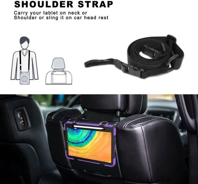 Alt view image 7 of 7 - Case for Huawei MatePad Pro 10.8 Inch Tablet Heavy Duty Shockproof Rugged Protective Cover with 360 Degree Rotating Pencil Holder / Hand Strap / Shoulder Strap