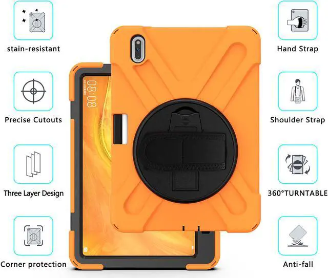 Alt view image 5 of 7 - Case for Huawei MatePad Pro 10.8 Inch Tablet Heavy Duty Shockproof Rugged Protective Cover with 360 Degree Rotating Pencil Holder / Hand Strap / Shoulder Strap