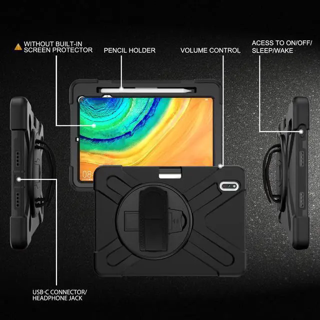 Alt view image 6 of 7 - Case for Huawei MatePad Pro 10.8 Inch Tablet Heavy Duty Shockproof Rugged Protective Cover with 360 Degree Rotating Pencil Holder / Hand Strap / Shoulder Strap
