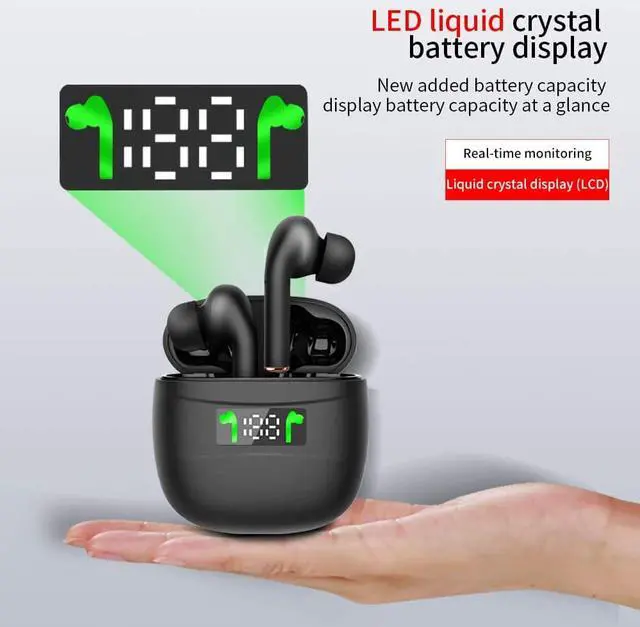 Alt view image 2 of 6 - Wireless Earbuds Bluetooth 5.0 IPX7 Waterproof Headphones with Digital Intelligence LED Display Charging Case HD Stereo Built-in Mic in-Ear Sports Earphones 80 Hrs Playtime for Running Gym Office