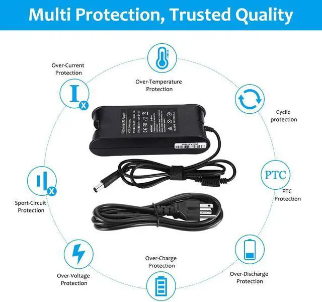 Alt view image 2 of 7 - 90W 19.5V 4.62A AC Adapter Laptop Charger Replacement for Dell Latitude E6420 E6430 E6440 E6230 E6330 E6400 E6410 E6500 E6520 E6530 E6510 E7240 E7250 E7440 5480 5580 7280 74800 Power Cord Supply