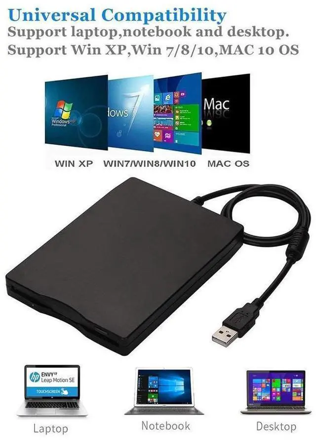 Alt view image 7 of 7 - 3.5" USB External FDD Floppy Disk Drive Portable 1.44 MB 2HD for PC Windows 98/ME/2000/XP/Vista/Windows 7/8/10,for Mac