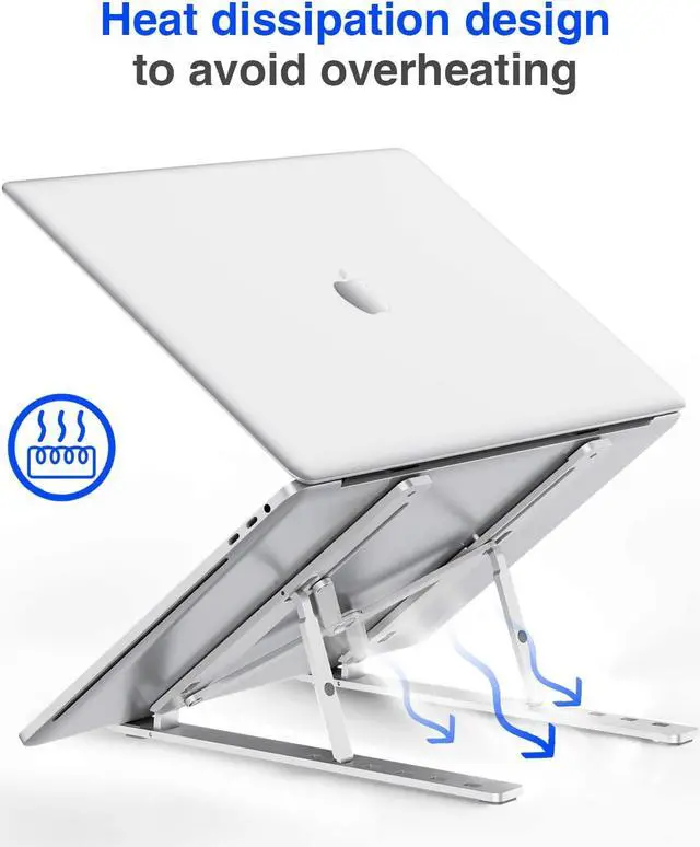 Alt view image 6 of 6 - Laptop Stand, Adjustable Aluminum Laptop Tablet Stand, Foldable Portable Desktop Holder Compatible with All Laptops (Up to 14 inch)