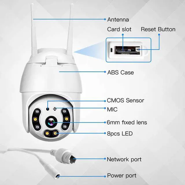 Alt view image 2 of 7 - Pan Tilt Outdoor Security Camera 1080P Home WiFi IP Camera Pan Tilt Dome Surveillance Cam Two Way Audio Motion Detection Night Vision Onvif Waterproof CCTV Camera Support Max 128G SD (Not Included)