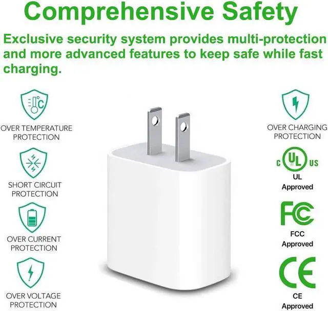 Alt view image 4 of 7 - USB C Power Adapter 18W PD Quick Wall Charger with 6.6 Ft USB-C to C Cable for iPad Pro 11" / 12.9" New Google Pixle 3 3LX Samsung Galaxy S10 S9 S8 White
